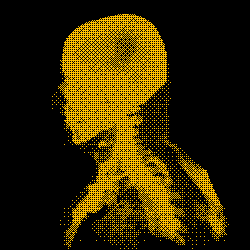 Dithered GIF of a CT scan of a Human skull